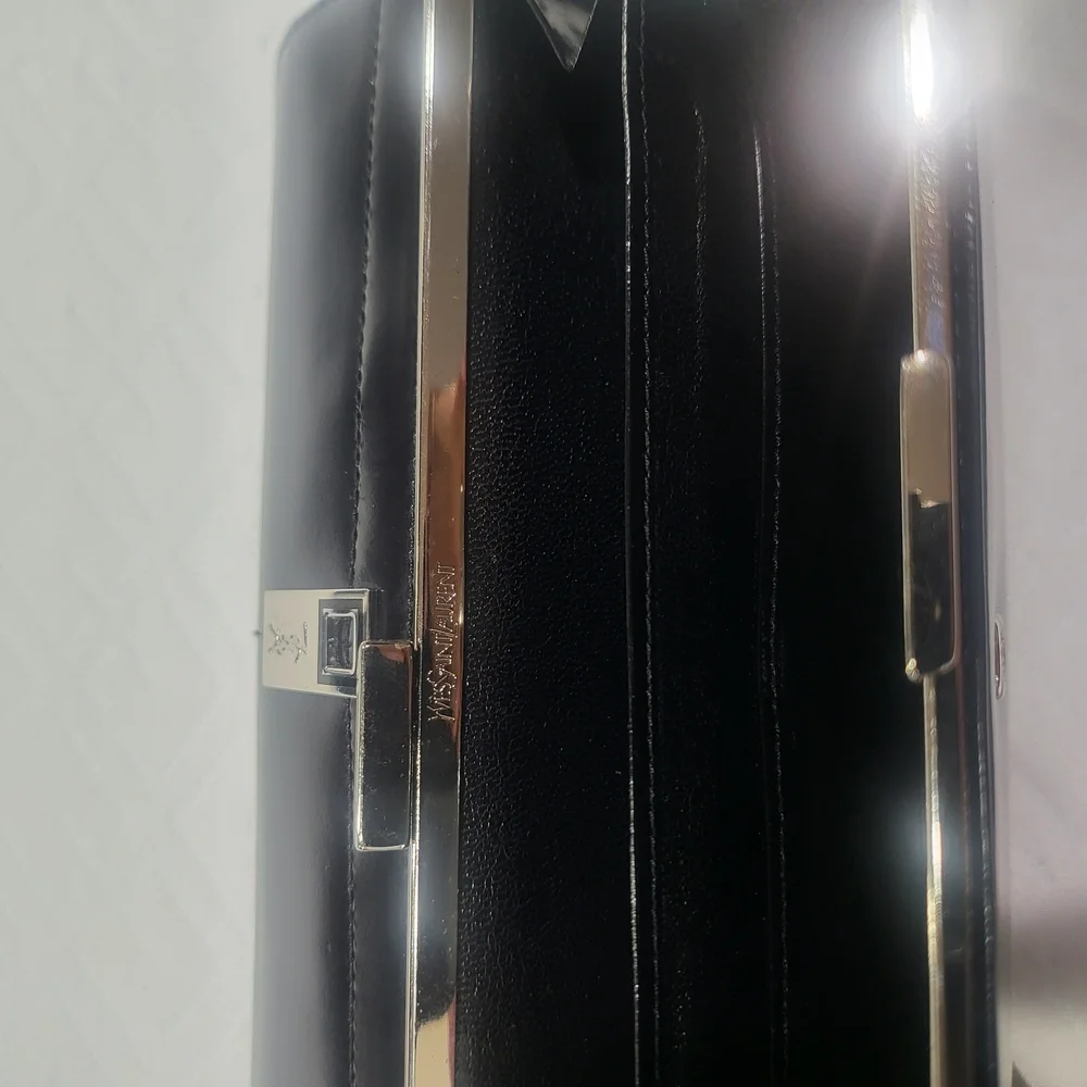 Yves Saint Laurent Black Smooth Leather Paris Long Wallet - Picture 5 of 11
